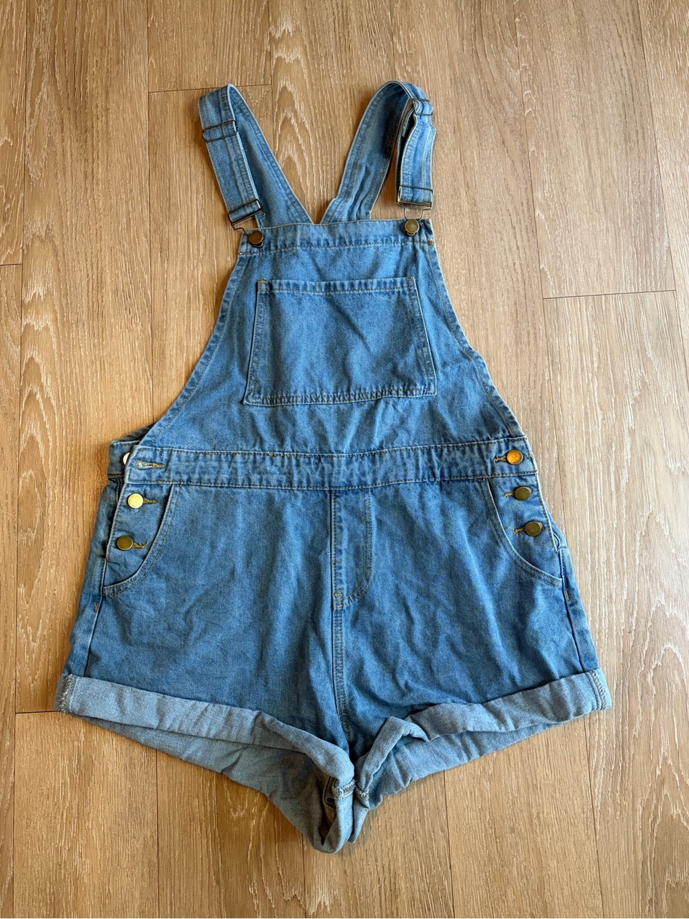 Blue Denim Short Overalls - Women's